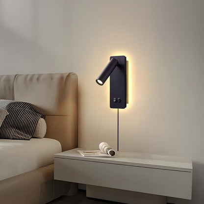 LED wall lamp and reading light two-in-one multifunctional wall sconces. LED Wall Lamp Plug in for Bedroom Bedside Wall Sconces Set of Two Black Reading Light 3W+6W Night Light 3000K(BLACK)