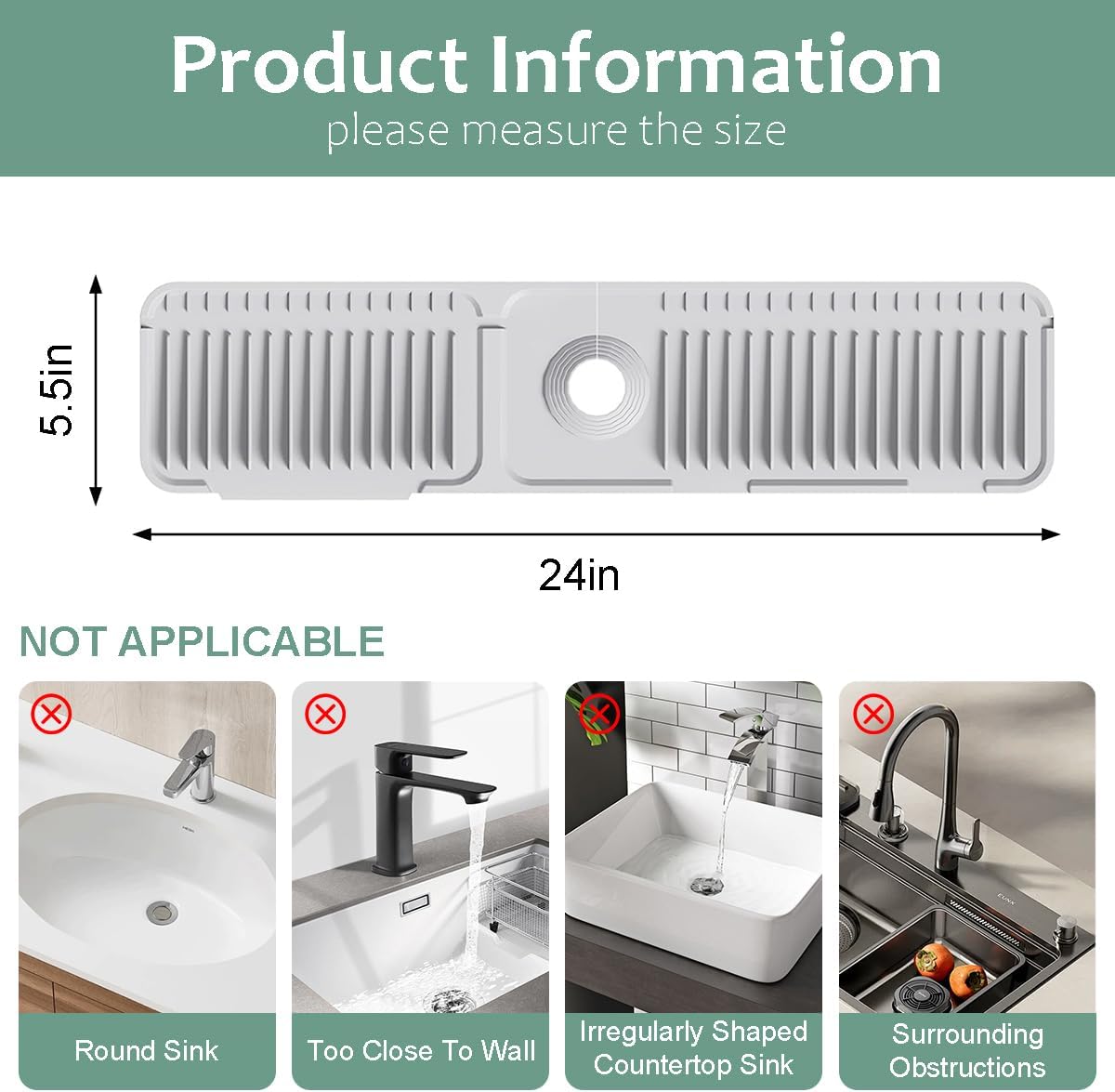 24 Inch Upgraded Draining Mat Folding faucet Mat for Bathroom Sink Splash Guard 7° Slope with Button Lock Water Draining Pad for Kitchen Bathroom Bar(Pink)