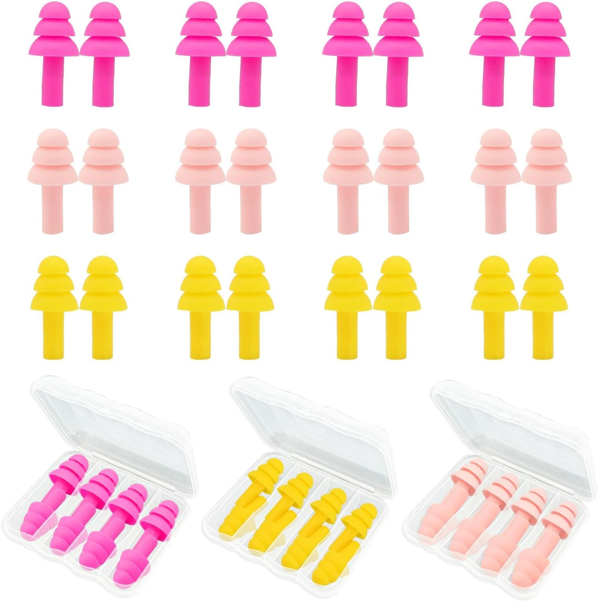 Ear Plugs for Sleeping,12 Pair Earplugs Noise Canceling Soft Silicone Ear Plug Reusable Earplugs for Sleep,Concert,Swimming,Study,Loud Noise,Snoring(Black Blue Purple)