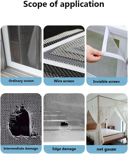 FLYZZZ Window Screen Repair Patches, Screen Door Repair Kit，Window Screen Repair Tapes, Self-Adhesive Screen Kit Suitable for Repairing Holes&Tears (50Pcs)