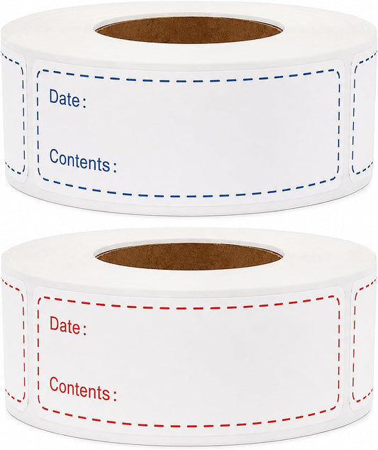 Food Labels, Removable Freezer Labels for Kitchen, 1 X 3 Inch Date Label Stickers, Easy to Write On, No Residue