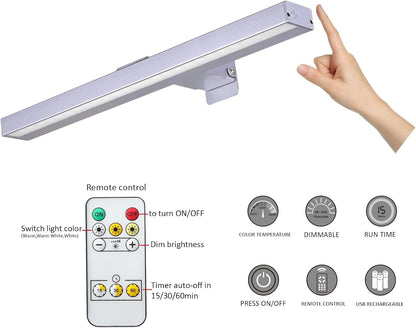 MIOBLUE Rechargeable Picture Lights with Remote,Full Metal Painting Light Display LED Battery Lamp with 3 Lighting Modes, Dimmable Dartboard Light with Timer for Frame Portrait Art