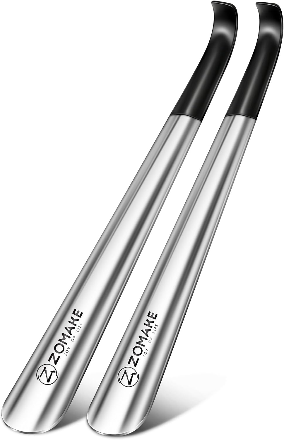ZOMAKE Shoe Horn Long Handle for Seniors Men Women, Metal Shoehorn 16.5" | Stainless Steel Boot Horn Shoe Spoon Helper, Comfort Grip Handle, Smooth Edges, No Bending Required, Shoe Care for Daily Use
