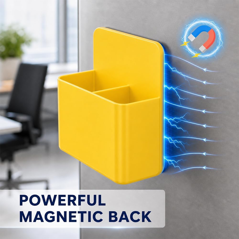 Magnetic Pencil Pen Holder, 2 PCS Magnetic Dry Erase Marker Holder for Whiteboard, Black White Magnet Storage Pencil Cup Case Fridge Organizers Locker Accessories for Office School Teacher Must Haves