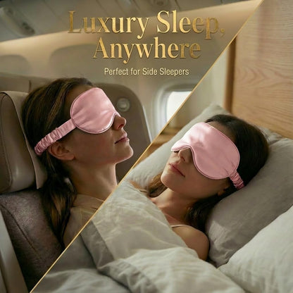 MATASSE 100% Mulberry Silk Sleep Mask 22 Momme Grade 6A - 3D Contoured Eye Mask for Sleeping, 14mm Deep Eye Cups, Total Blackout Blindfold for Women Men, Adjustable Strap, Side Sleeper (Champagne)