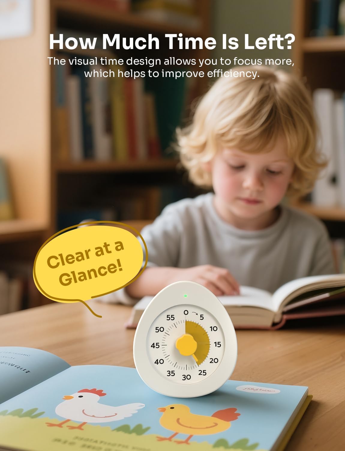 LIORQUE Visual Timer for Kids with Pause, 60 Minute Countdown Timer, White | Non-Ticking, 3 Volume Levels, Back Magnetic, Two Ringing Durations, Light Indicator, for Classroom Kitchen Office ADHD