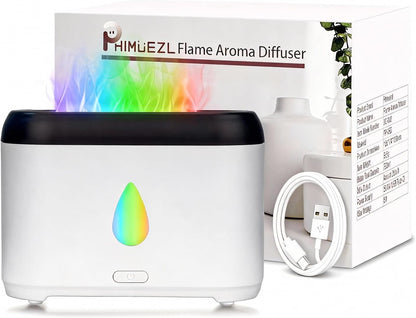 Flame Diffuser for Essential Oils, 200ml Ultrasonic Aroma Diffusers with Cool Mist, Aromatherapy Diffuser with Auto-Off Protection, Small Humidifier for Home,Office,Bedroom,Gift (Black)
