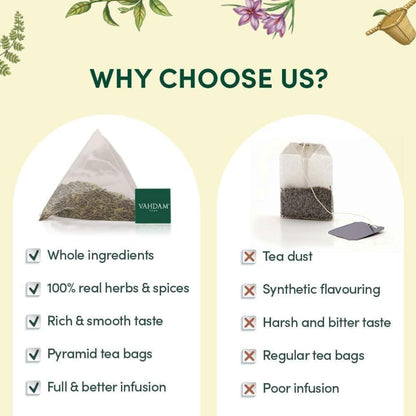 VAHDAM, Assorted Herbal Tea Sampler (18 Tea Bags, 9 Flavors) Caffeine-Free, Non-GMO | Double Infusion, Individually Enveloped Tea Bags | Herbal Tea Assortmen