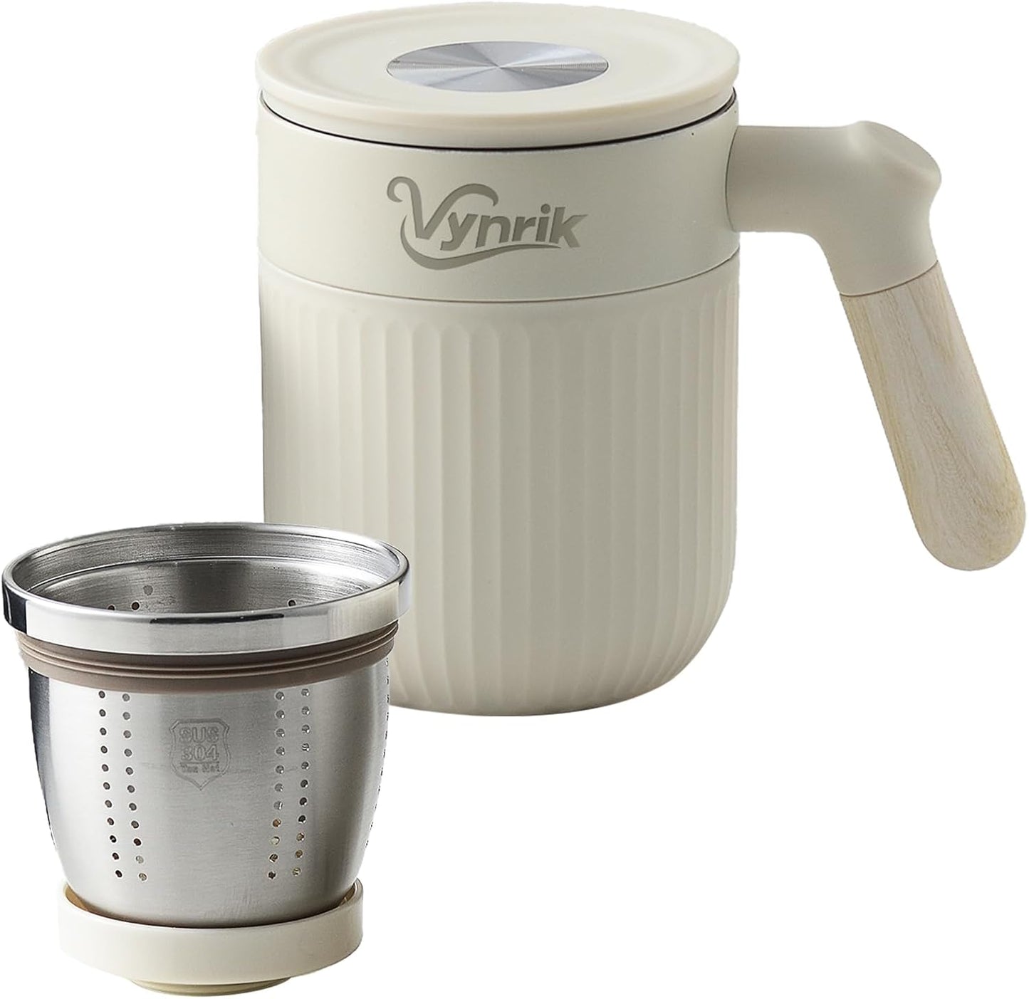 Tea Infuser Cup Doubles As Insulated Coffee Mug, Tea Cup With Lid And Handles, Removable Stainless Steel Tea Strainers For Loose Tea (Black)