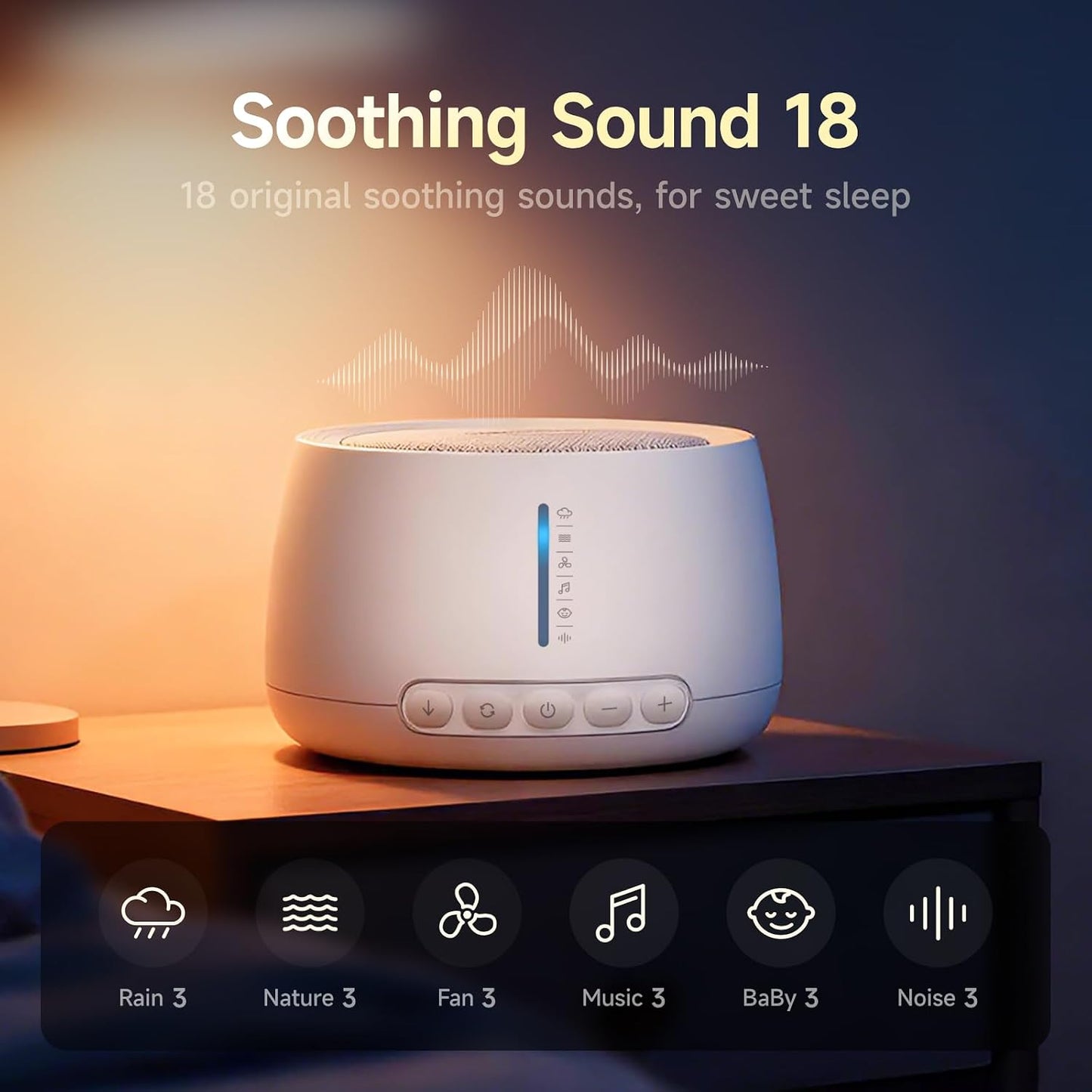 White Noise Machine,Sound Machine for Sleeping,Sleep Aid for Adults Baby,18 Non-Looping Sounds,ZenNap App Included 500+ Hi-Fi Audios,8-Sounds Mixing,Office,Travel,Home