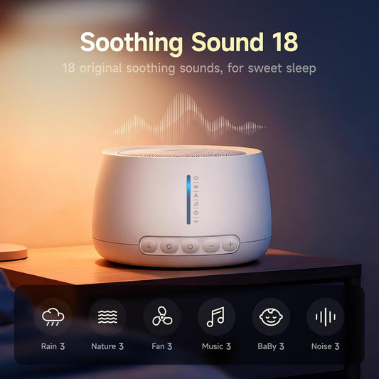 White Noise Machine,Sound Machine for Sleeping,Sleep Aid for Adults Baby,18 Non-Looping Sounds,ZenNap App Included 500+ Hi-Fi Audios,8-Sounds Mixing,Office,Travel,Home