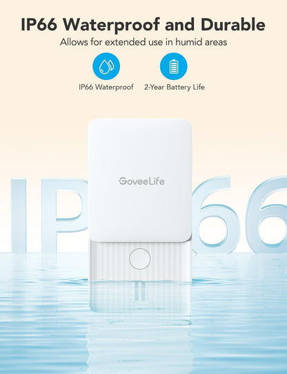GoveeLife Smart Water Leak Detector 2 with 1968ft Ultra-Long Range, 6 Pack | WiFi Water Sensor with SMS/Email/APP Push and Sound Alarm, 5-Year Battery Life, IP66, Suitable for Home, Basement, Kitchen