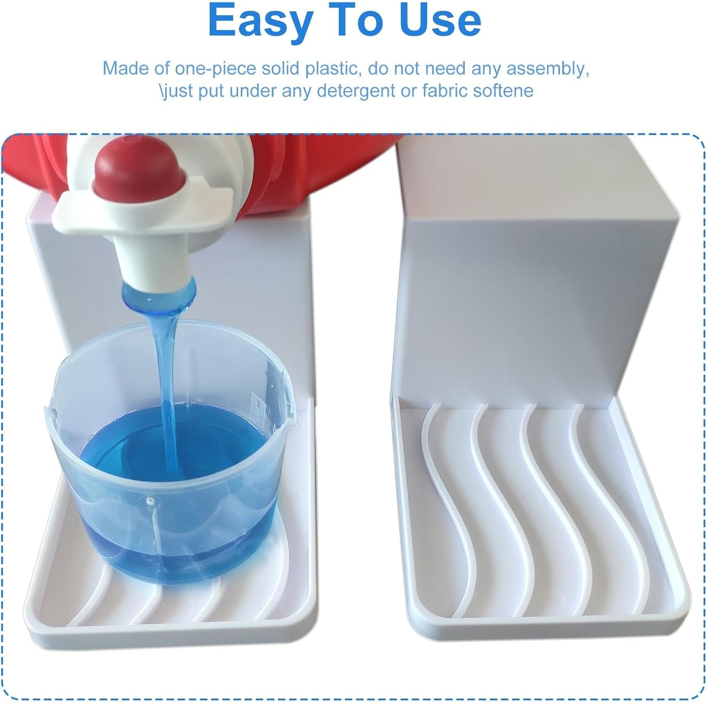 Laundry Detergent Cup Holder, Fabric Softener Soap Dispenser Drip Catcher, Liquid Spigot Container Plastic Sheet Saver Stand Station Laundry Cup Stand Container White