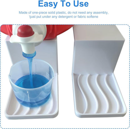 Laundry Detergent Cup Holder, Fabric Softener Soap Dispenser Drip Catcher, Liquid Spigot Container Plastic Sheet Saver Stand Station Laundry Cup Stand Container White