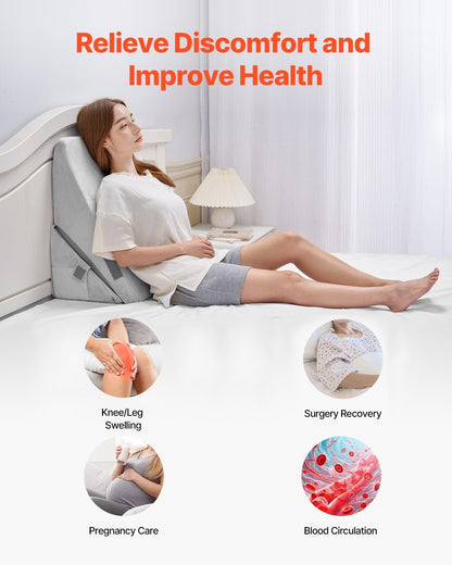 VEVOR Bed Wedge Pillow for Sleeping, Adjustable Orthopedic Bed Wedge, 25D High-Density Foam Filling & Soft Washable Cover, Post Surgery Pillow for Acid Reflux, Back Pain, Snoring Relief, Light Grey