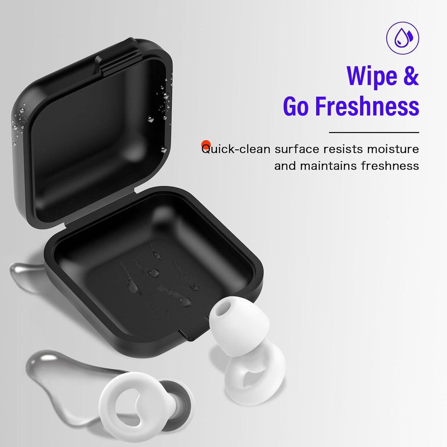 Ear Plugs for Sleeping Noise Cancelling, Reusable 35-46dB Noise Reduction Earplugs with 7 Silicone Ear Tips & Carry Case, Comfortable Hearing Protection for Sleep, Work, Study, Travel & Concerts White