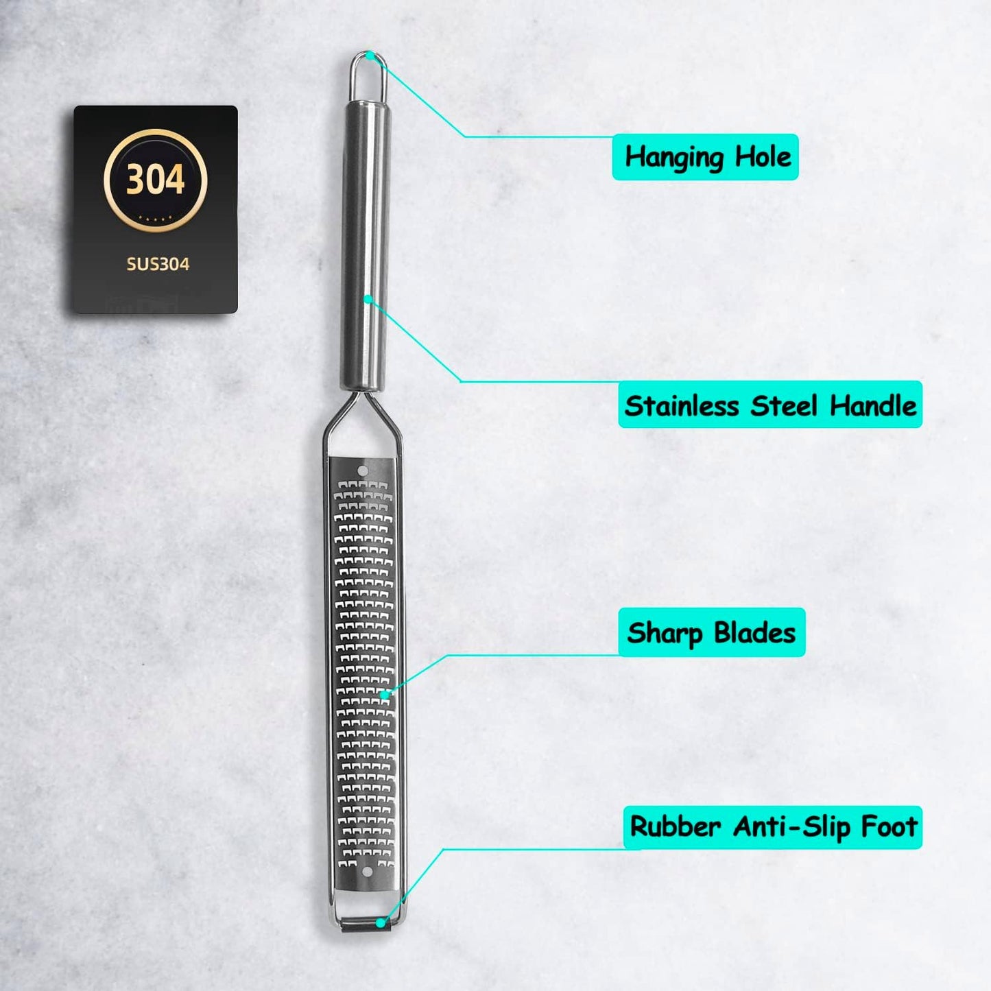 4-Pcs Pro Set Zester Grater Set, Cheese Grater with Razor-Sharp Stainless Steel Blade, Fine/Coarse/Extra Coarse/Slider Attachment
