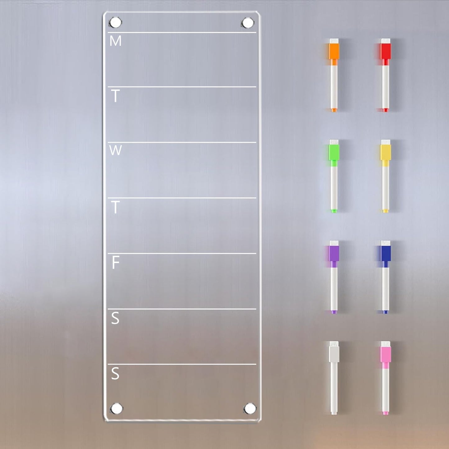 Magnetic Weekly Planner for Fridge Magnetic Menu Board for Fridge 6"x17" Weekly Menu Board Weekly Dry Erase Board Weekly Meal Planner for Fridge with 8 Markers
