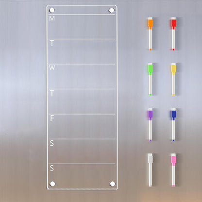 Magnetic Weekly Planner for Fridge Magnetic Menu Board for Fridge 6"x17" Weekly Menu Board Weekly Dry Erase Board Weekly Meal Planner for Fridge with 8 Markers