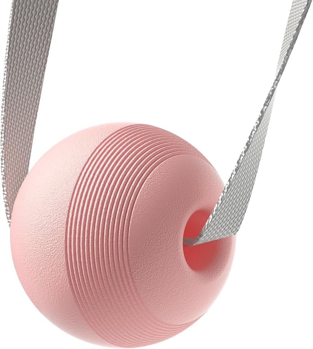 VICSKY Peanut Massage Ball with Handles & Pull Strap - Dual Trigger Point Therapy for Feet, Legs, Neck, Muscle Pain Relief, Myofascial Roller with Adjustable Strap (Pink)