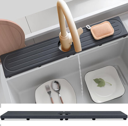 Faucet Mat for Kitchen Sink with Raised Feet, Stone Sink Mat Quick Dry around Faucet, Water Absorbent Stone Tray, Sink Splash Guard & Protectors, Stone Drying Mat for kitchen Counter