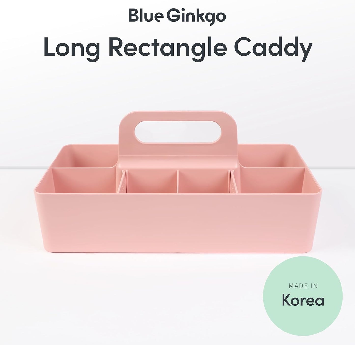 BLUE GINKGO Stackable Organizer Caddy, Rectangle, White, Made in Korea | Portable. Adjustable. Home, Office & School Storage.