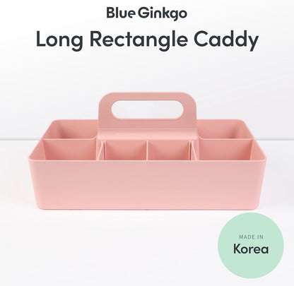 BLUE GINKGO Stackable Organizer Caddy, Rectangle, White, Made in Korea | Portable. Adjustable. Home, Office & School Storage.