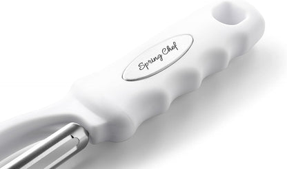 Spring Chef Swivel Potato Peeler for Kitchen with Ergonomic Handle, White