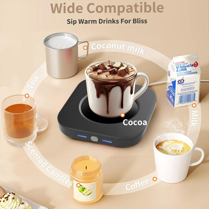 Electric Coffee Cup Warmer for Office Desk, 24W Mug Warmer Plate with Auto Switch Off, 3 Heat Settings Tea Warmer, Beverage Warmer Coffee Accessories