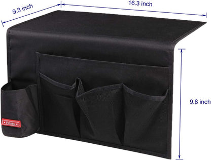 Bedside Caddy,Bedside Organizer Caddy Under Mattress,Holds Magazines,Books (4 Pockets-Grey)