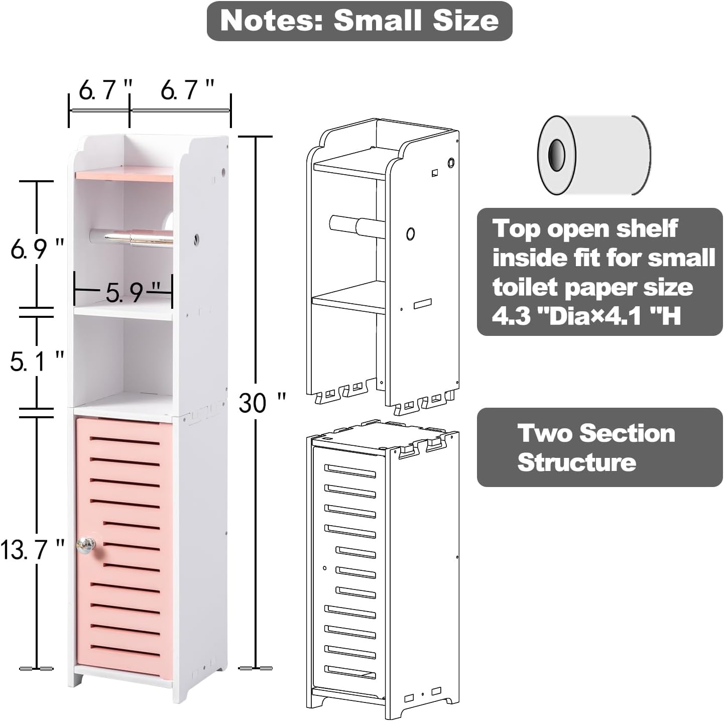 AOJEZOR Toilet Paper Holder Stand: Small Space Bathroom Storage for Renters