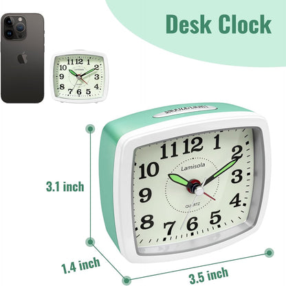 Lamisola Analog Travel Alarm Clock for Bedroom, Small Desk Clock Black