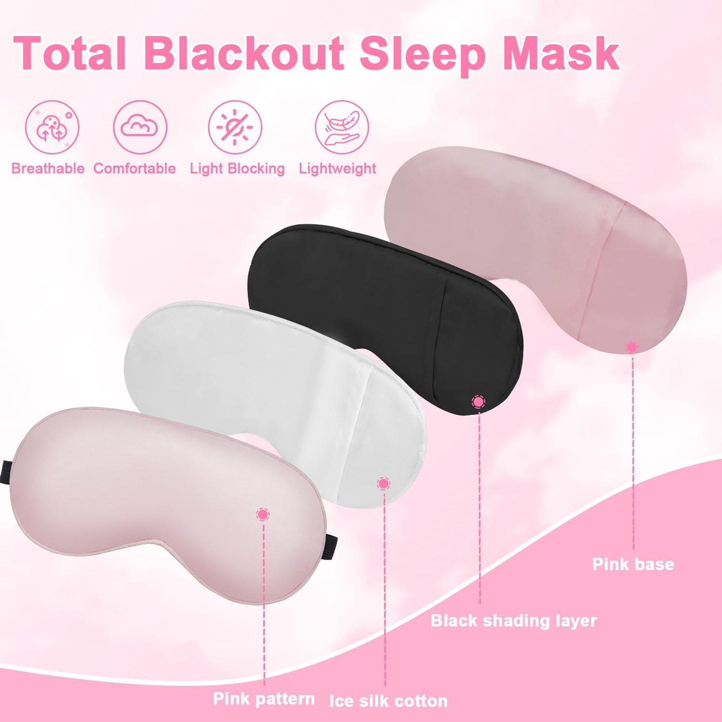 Silk Sleep Mask with Cooling Gel Eye Mask, Warm and Cold Compress, Heated Eye Mask for Tired Eyes, Stain Eye Cover Sleeping Mask for Travel, Home, Office, Yoga, Total Blackout (Black)