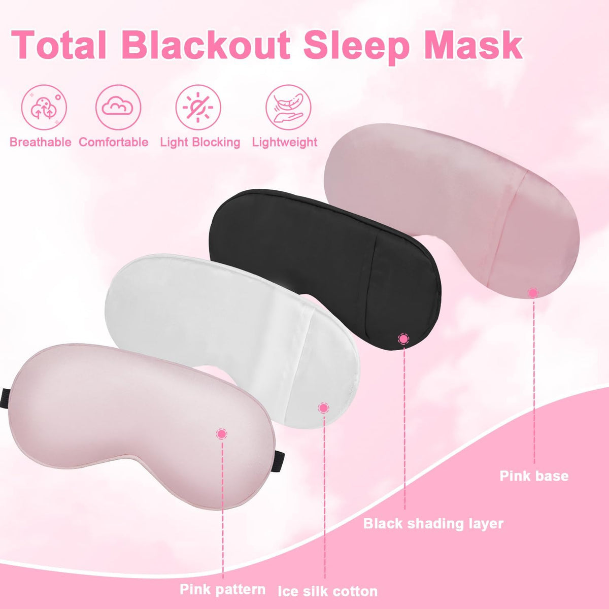 Silk Sleep Mask with Cooling Gel Eye Mask, Warm and Cold Compress, Heated Eye Mask for Tired Eyes, Stain Eye Cover Sleeping Mask for Travel, Home, Office, Yoga, Total Blackout (Black)