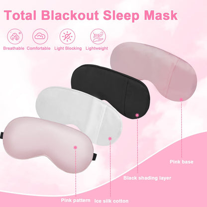 Silk Sleep Mask with Cooling Gel Eye Mask, Warm and Cold Compress, Heated Eye Mask for Tired Eyes, Stain Eye Cover Sleeping Mask for Travel, Home, Office, Yoga, Total Blackout (Black)
