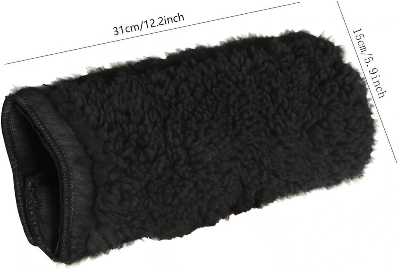 Lamb Wool Armrest Pad Soft Sherpa Fleece Cushion Protects Chair Armrests Relieves Discomfort Non-Slip Hook-and-Loop Suitable for Office Chair Elderly Home, White