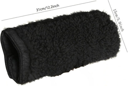 Lamb Wool Armrest Pad Soft Sherpa Fleece Cushion Protects Chair Armrests Relieves Discomfort Non-Slip Hook-and-Loop Suitable for Office Chair Elderly Home, White