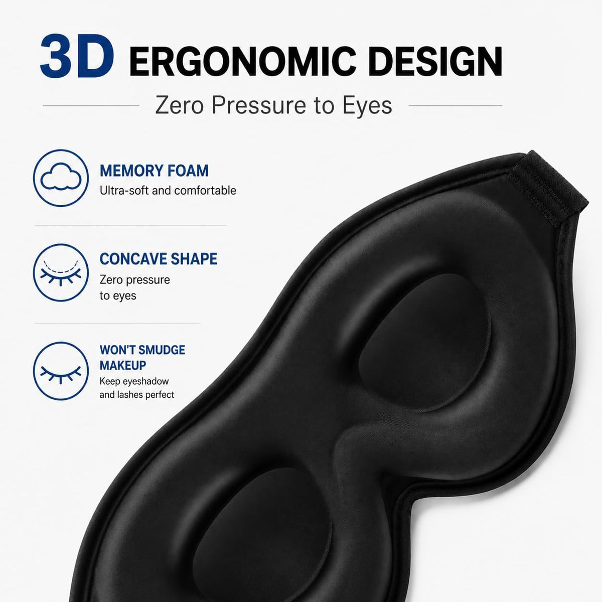 ALASKA BEAR Memory Foam Sleep Mask, Contoured Eye Cups for Women Men, Blue