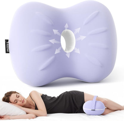 Knee Pillow for Side Sleepers - Cooling Pillow Between Legs for Side Sleeping - Memory Foam Knee Pillow with Strap for Hip Pain & Spine Alignment (Blue)