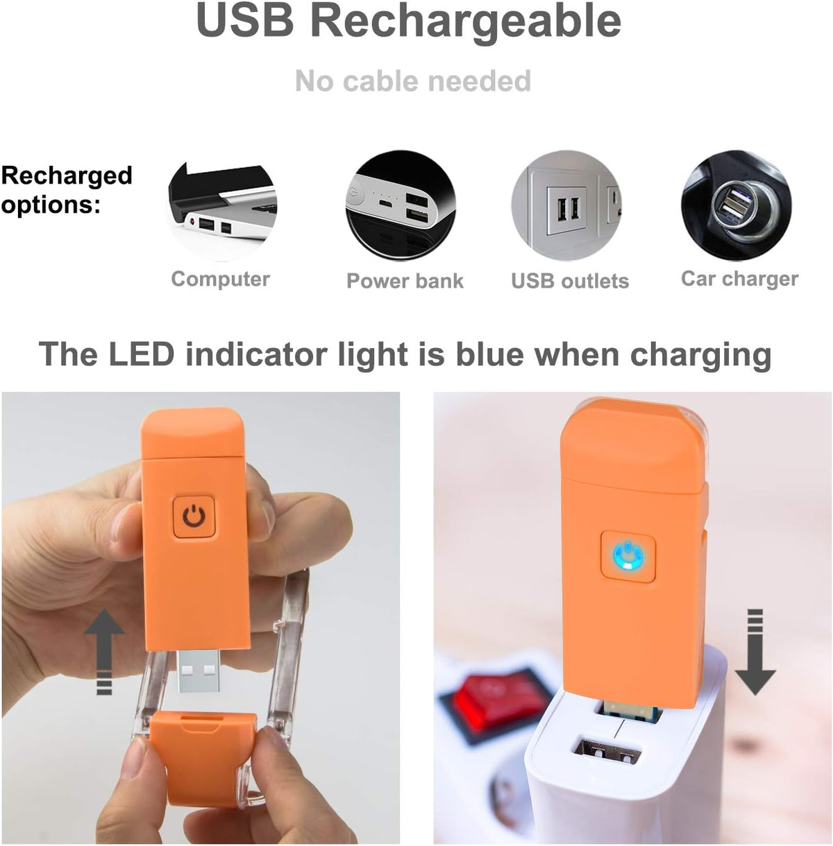 HONWELL Rechargeable Book Light, Clip On LED Reading Lights for Kids Reading in Bed, 3 Brightness Levels Dimmable Bookmark Light for Eye-Protection, Portable Reading Lamp for Bookworms, Travel(Orange)