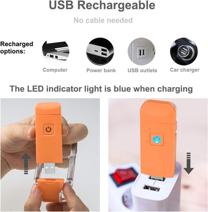 HONWELL Rechargeable Book Light, Clip On LED Reading Lights for Kids Reading in Bed, 3 Brightness Levels Dimmable Bookmark Light for Eye-Protection, Portable Reading Lamp for Bookworms, Travel(Orange)