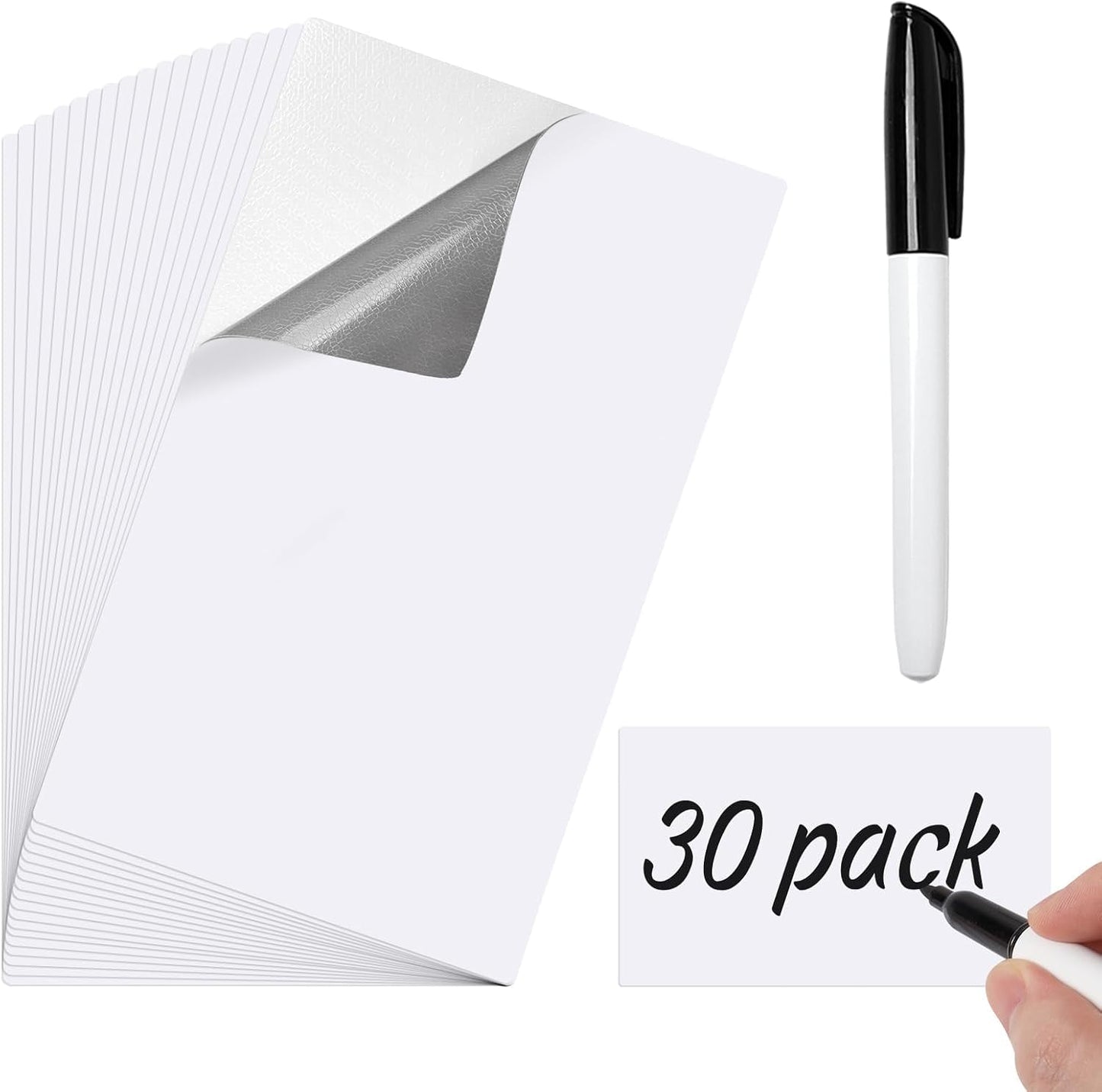 Dry Erase Labels 30 Pack 3x5Inch Reusable Whiteboard Sticky Notes Dry Erase Stickers Whiteboard Sticky Labels with Pen Tear Resistant & No Residue for Storage Bins Home Office Organization