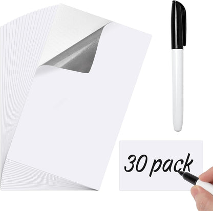 Dry Erase Labels 30 Pack 3x5Inch Reusable Whiteboard Sticky Notes Dry Erase Stickers Whiteboard Sticky Labels with Pen Tear Resistant & No Residue for Storage Bins Home Office Organization