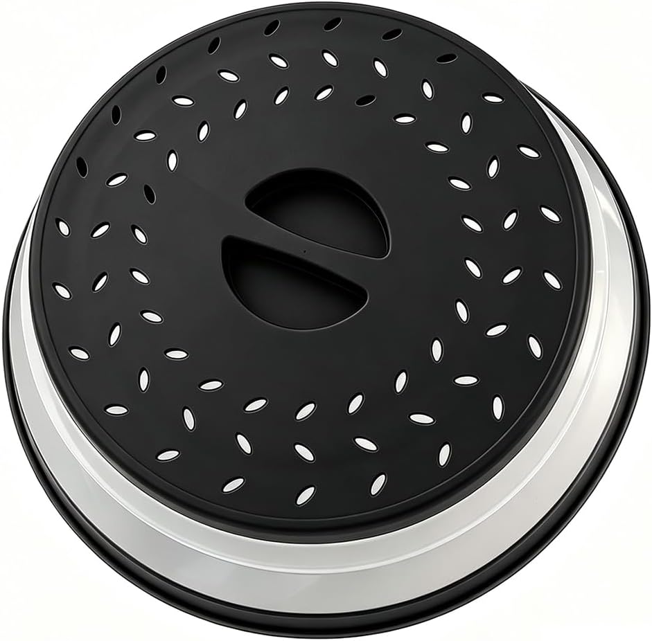 Collapsible Microwave Splatter Cover (12.4 IN,black) | Microwave Plate Cover With Steam Vent