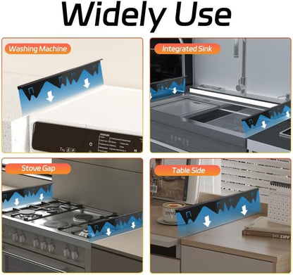 Stainless Steel Stove Gap Covers (2 Pack), Stove Gap Filler, Stove Counter Gap Guards for Kitchen, Range Trim Kit, Easy Clean with Heat Resistant, Adjustable Length 13.8” to 27.6”, Width 0.79"