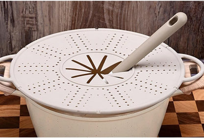 Silicone Spill Stopper Lid and Pot Holder, Heat-Resistant Food-Grade Cover with Steam Release Port, Fits for Most Pots and Pans, Dishwasher Safe, 34x27.5cm, Black