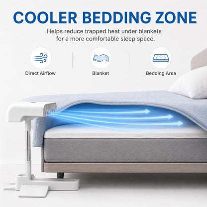 Bed Cooling System,Bed Cooling Fan Under Sheets with 5 Speeds and Remote, Rechargeable,Adjustable Height Mattress Coolings Fan for Hot Sleepers & Night Sweat