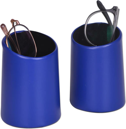 2 Pack Eyeglasses Holder PU Leather Glasses Stand Case Holder for Desks or Nightstands