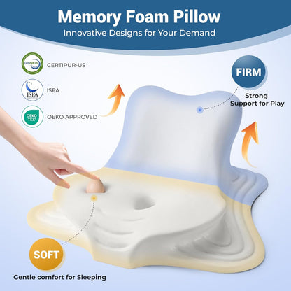 Reading Pillow for Bed, Lying, Leaning and Prone, Ergonomic Memory Foam Bed Wedge Pillow for Headboard, Chin & Back Support Pillows on Bedrest Couch Floor- Grey