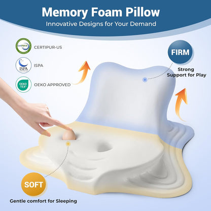 Reading Pillow for Bed, Lying, Leaning and Prone, Ergonomic Memory Foam Bed Wedge Pillow for Headboard, Chin & Back Support Pillows on Bedrest Couch Floor- Grey